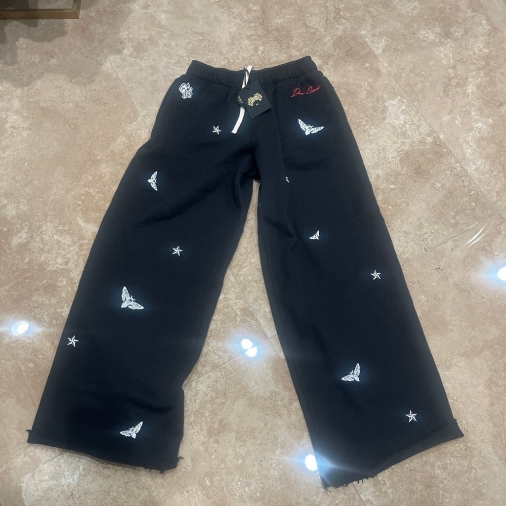 Darc sport Black Pants with White Butterfly and Star Print